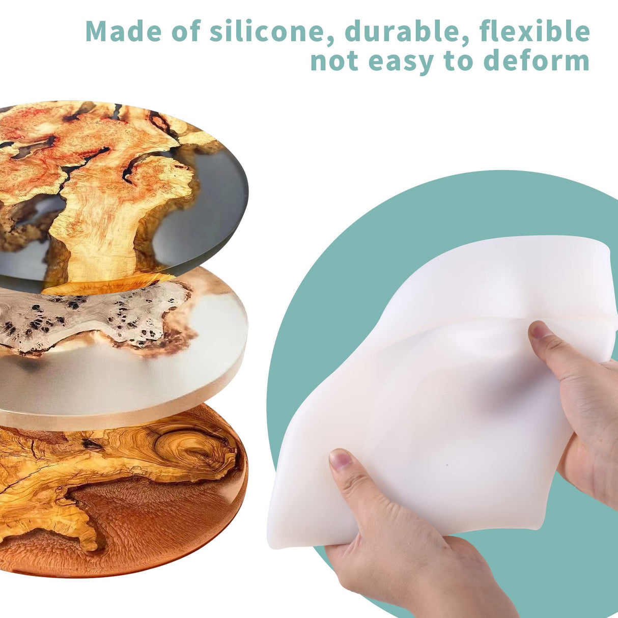 Extra Large Resin Table Mold, 12 Inch Round Silicone Epoxy Resin Molds for River Table, DIY Crafts,Cutting Board, Desktop Decoration Vehipa