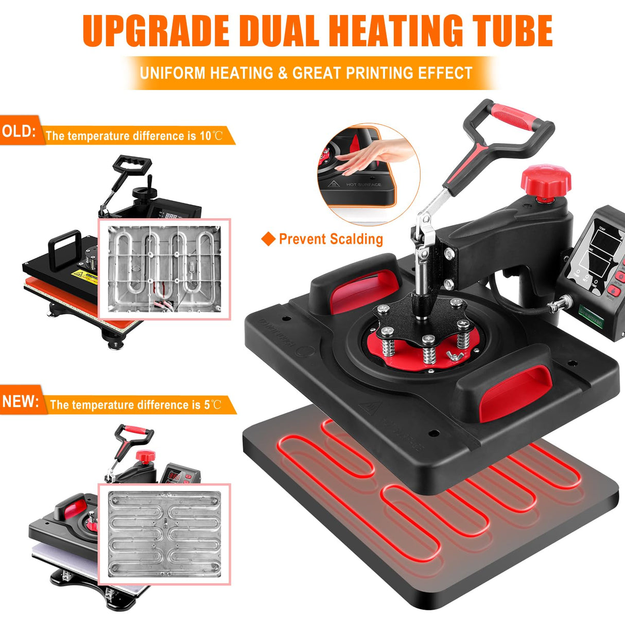 Pro Heat Press, 8 in 1 Heat Press Machine for T Shirts, 15 x 12 Inch Shirt Press Machine, 360-Degree Swing Away Heat Transfer Sublimation Shirt AKEYDIY