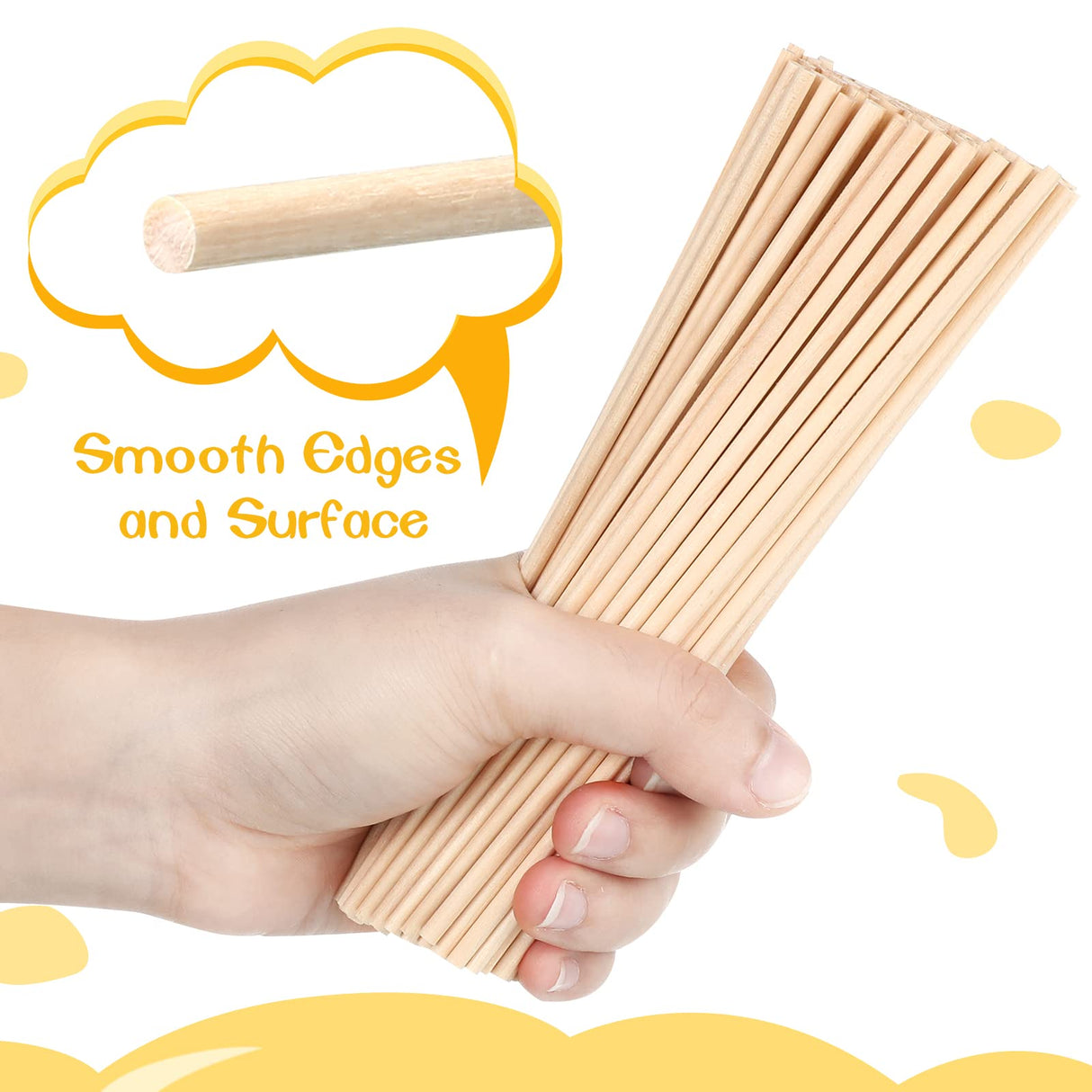 EBOOT Unfinished Natural Wood Craft Dowel Rods 100 Pack (6 x 1/8 Inch) EBOOT