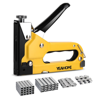 Upholstery Staple Gun Heavy Duty, YEAHOME 4-in-1 Stapler Gun with 4000 Staples, Manual Brad Nailer Power Adjustment Stapler Gun for Wood, Crafts,