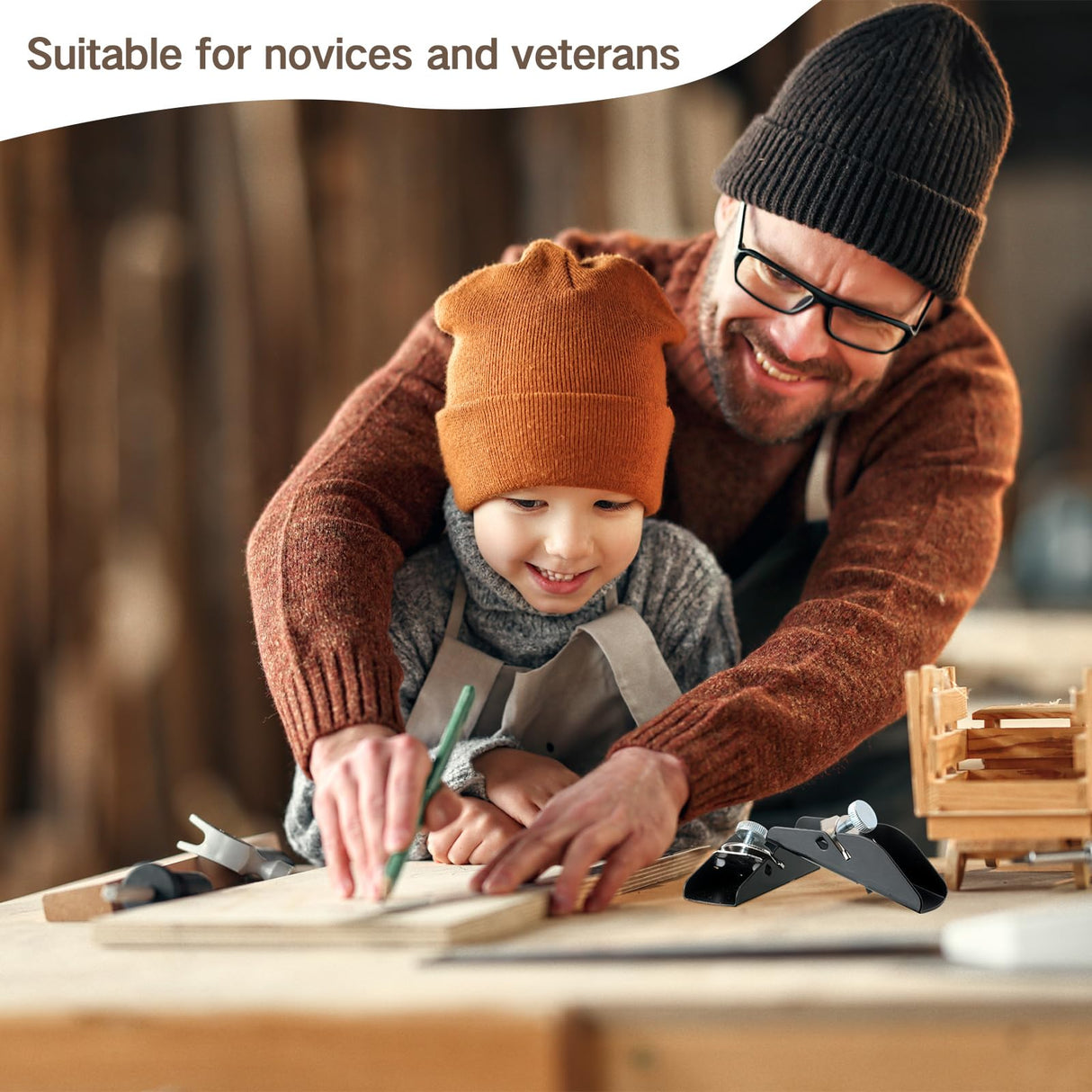 Lanties 2 Pcs Small Wood Planer Hand Tool 3.54 x 1.18 x 0.79 Inch Trimming Block Plane Woodworking Deburring Wood Shaver for Novices Veterans Lanties