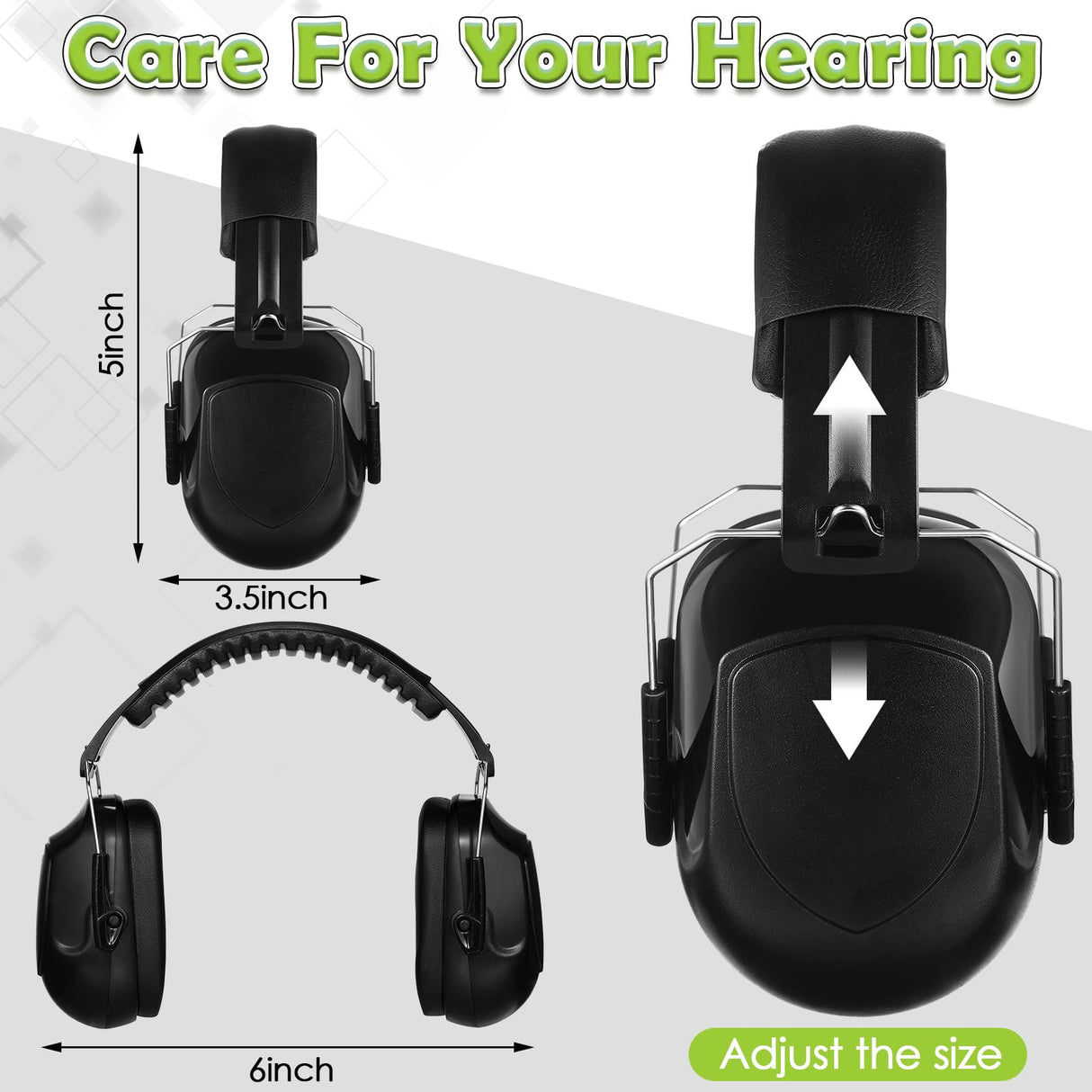 Xuhal 9 Pcs Ear Protection Earmuffs, Adjustable NRR 28dB Noise Reduction Headphone for Shooting Mowing Noise Cancelling (Black) Xuhal