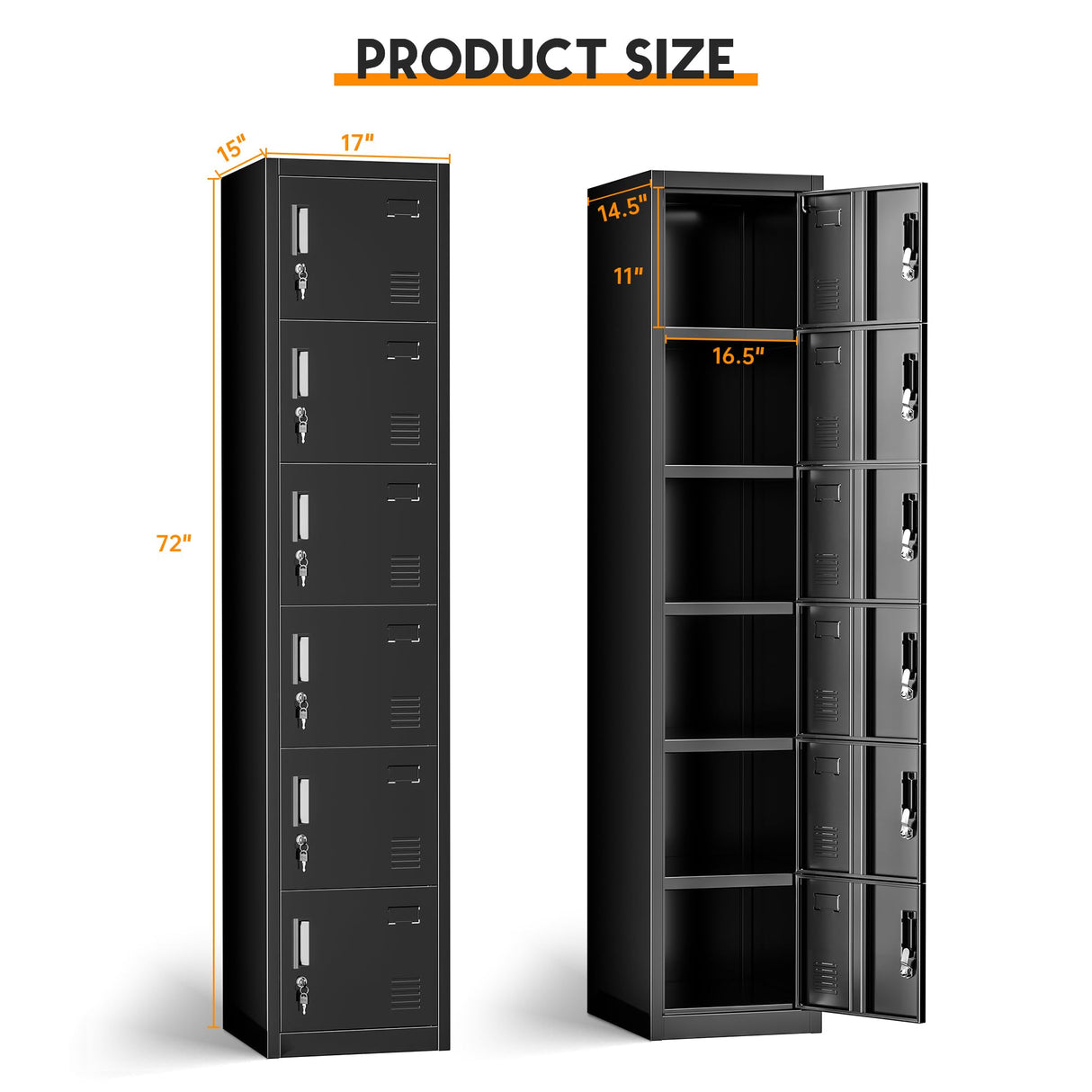INTERGREAT Metal Locker for Office Storage Locker Employees Locker for School Gym Lockers Corridor Locker 6 Tier 6 Door INTERGREAT