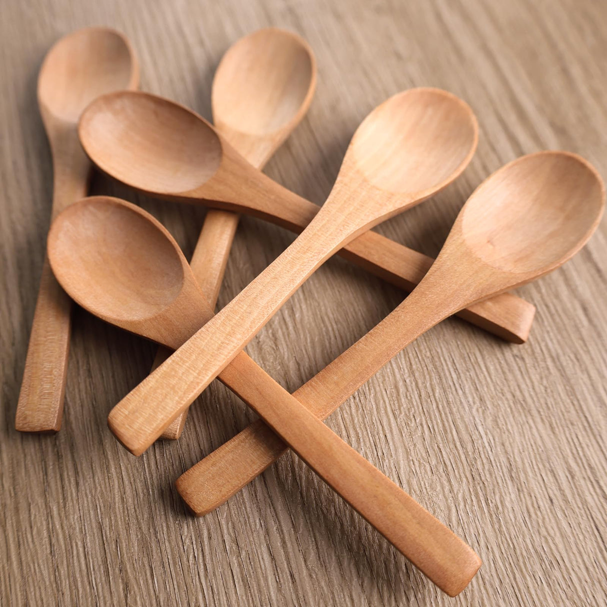 HANSGO 6PCS Small Wooden Spoons, Small Soup Spoons Serving Spoons 6inch Wooden Teaspoon for Coffee Tea Jam Bath Salts HANSGO