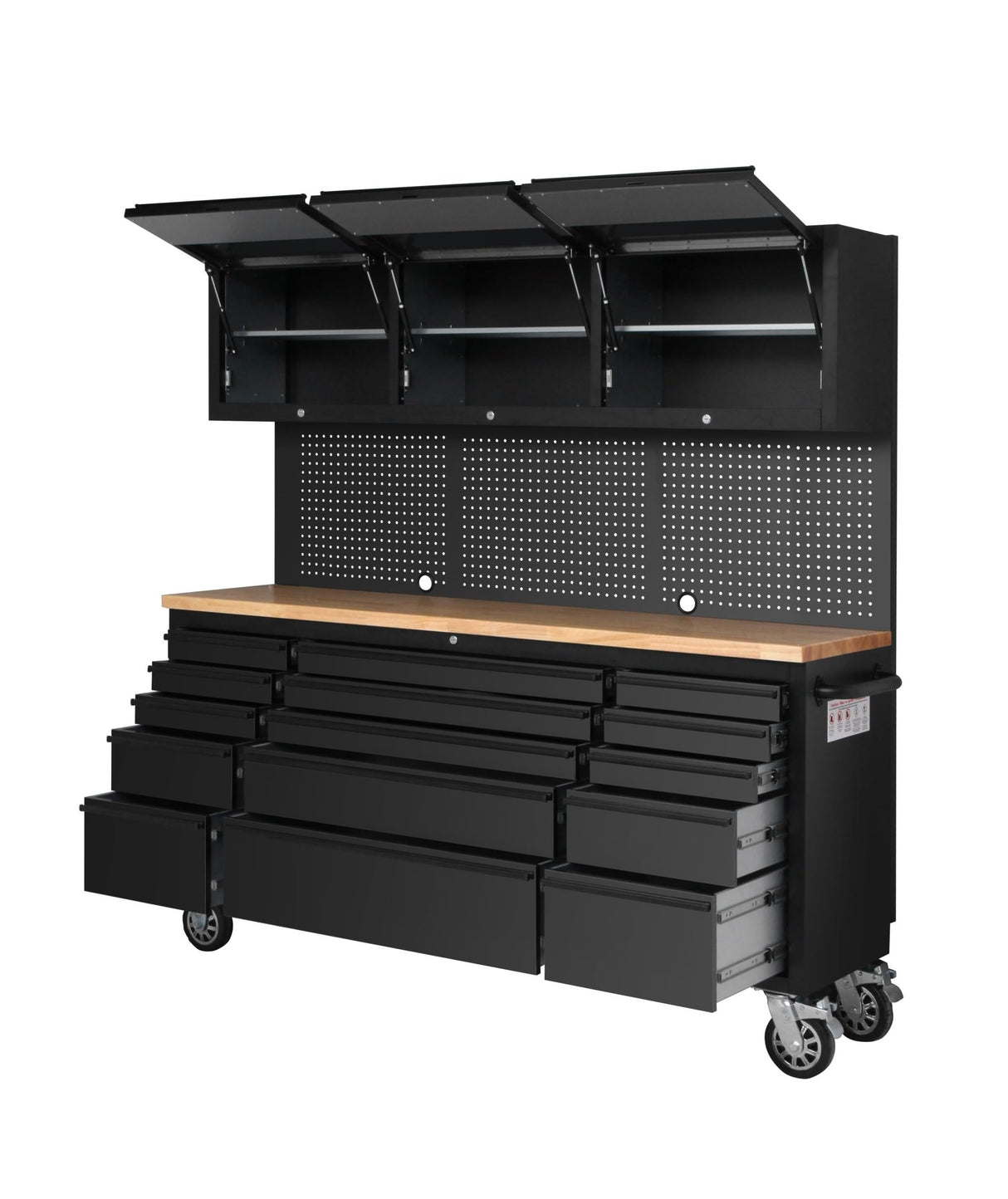 CT Copper Tailor 72-inch Tool Chest Cabinet Mobile Garage Workbench with 15 Storage Drawers and Wheels, 3 Upper Cabinet, Pegboard, Stainless Steel, CT Copper Tailor