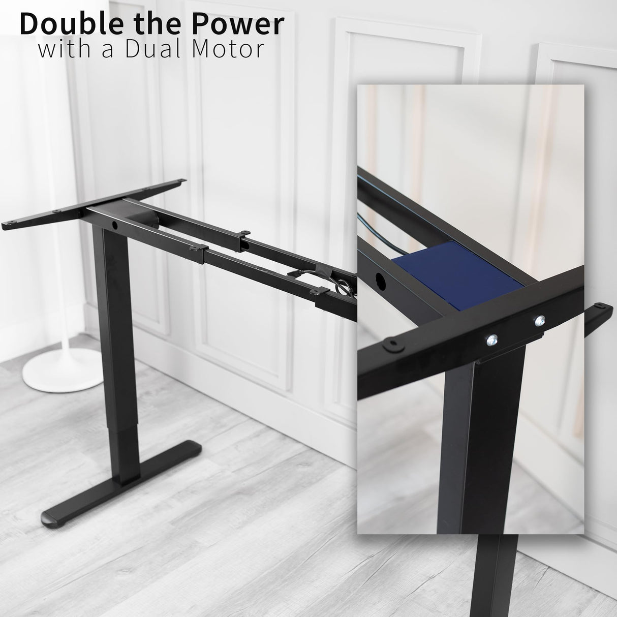 VIVO Electric Stand Up Desk Frame, DIY Workstation, Frame Only, Dual Motor Ergonomic Standing Height Adjustable Base with Memory Controller, Black, VIVO