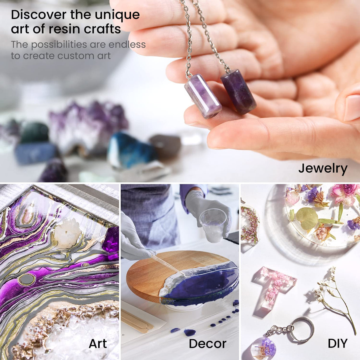 Arteza Epoxy Resin Kit, 30-Piece Set, Engaging Craft Supplies & Materials, Resin Accessories Includes 2 x 8-oz Bottles and Hardener, 3 Silicone ARTEZA