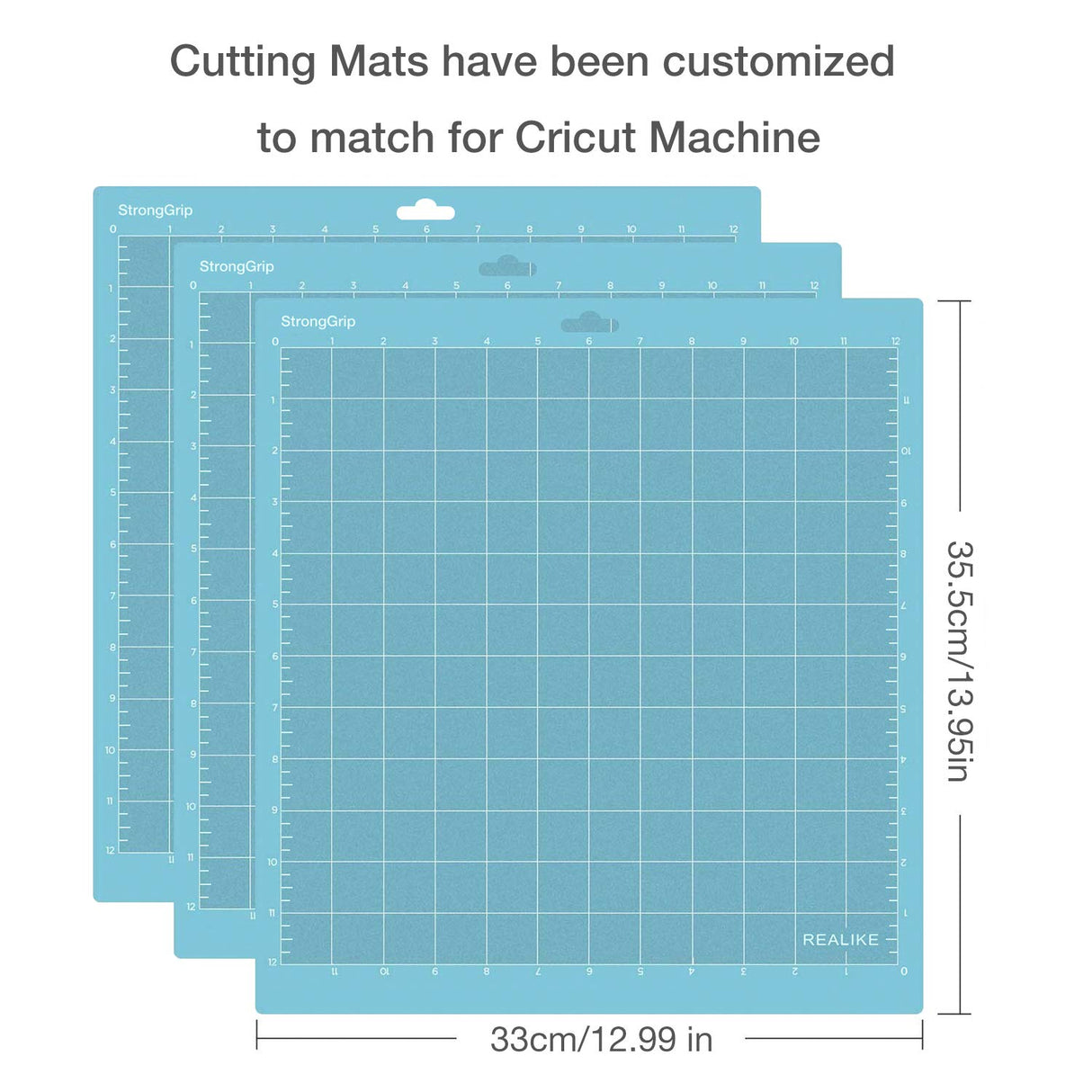 REALIKE 12x12 Lightgrip Cutting Mat for Cricut Maker 3/Maker/Explore 3/Air 2/Air/One(3 Mats), Gridded Adhesive Non-Slip Cut Mat for Crafts, Quilting, REALIKE