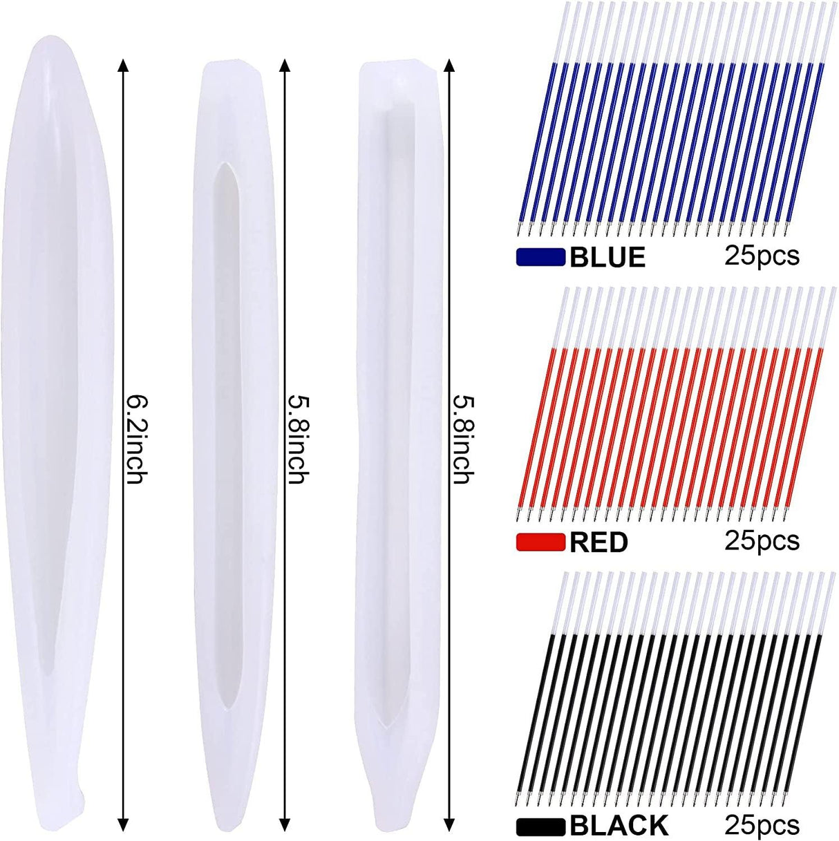 9 Pieces Pen Resin Mold, Epoxy Resin Molds with 75 Pieces Ink Pen Refills,Ballpoint Pen Silicone Molds Resin Casting Molds for DIY Resin Crafts WoodArtSupply