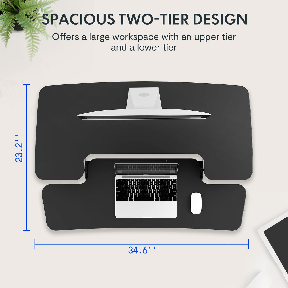 FLEXISPOT 35in Standing Desk Converter Height Adjustable Sit to Stand up Desk Riser Computer Workstation with Keyboard Tray Wide 2-Tier Desktop Black FLEXISPOT