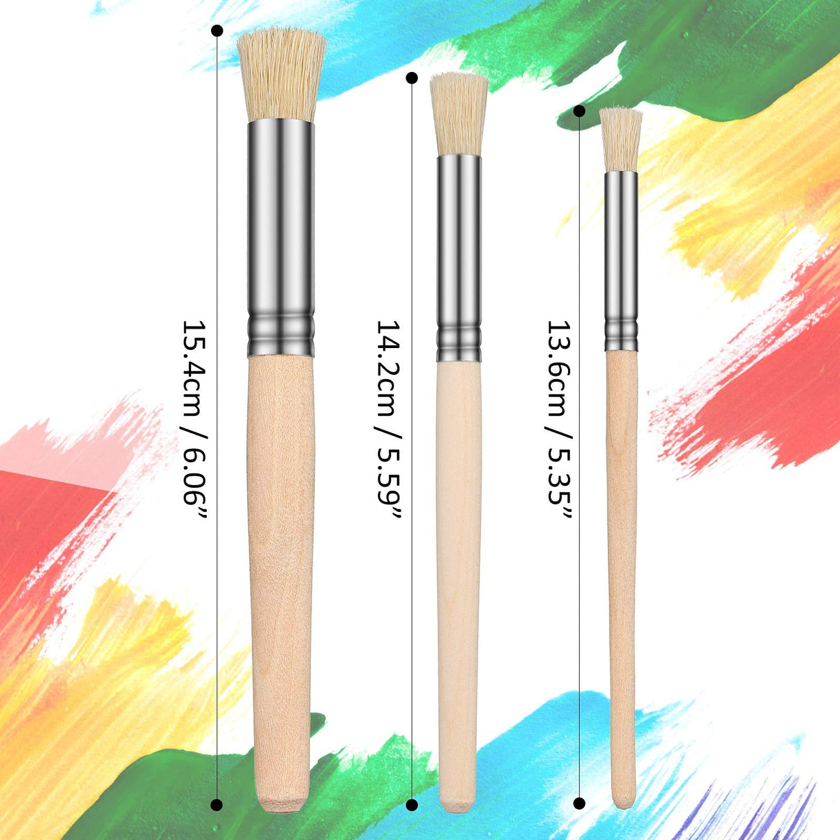 Wooden Stencil Brushes Natural Stencil Bristle Brushes Dome Art Painting Brushes Wood Paint Template Brush for Acrylic Oil Watercolor Art Painting Patelai