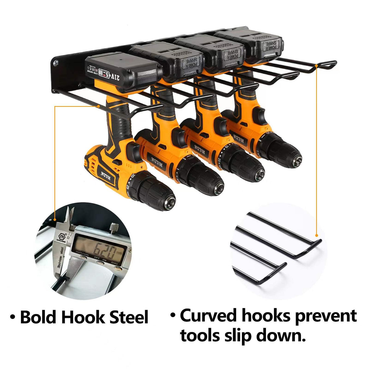 UU-Major Power Tool Organizer with Charging Station,Drill Holder Wall Mount,Garage Storage Shelves for Organization,Heavy Duty Pegboard Wall UU-Major