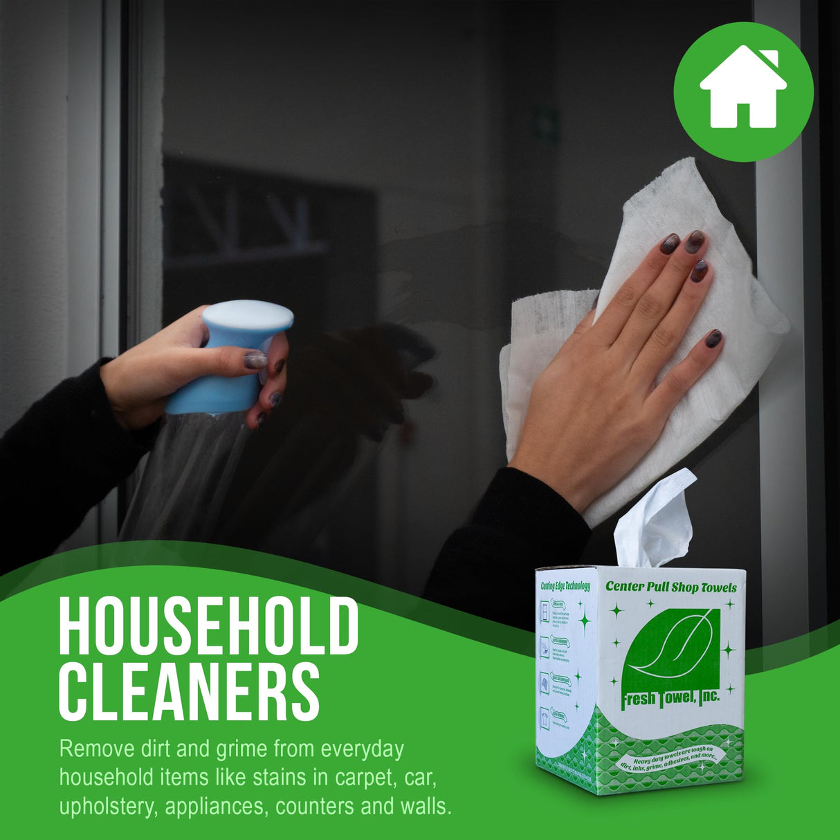 Fresh Towel Ultra Strong Center Pull Shop Towels - (1 Box of 300) Disposable Cleaning Towels - White, 9 x 12 inches - FT500 Fresh Towel, Inc.