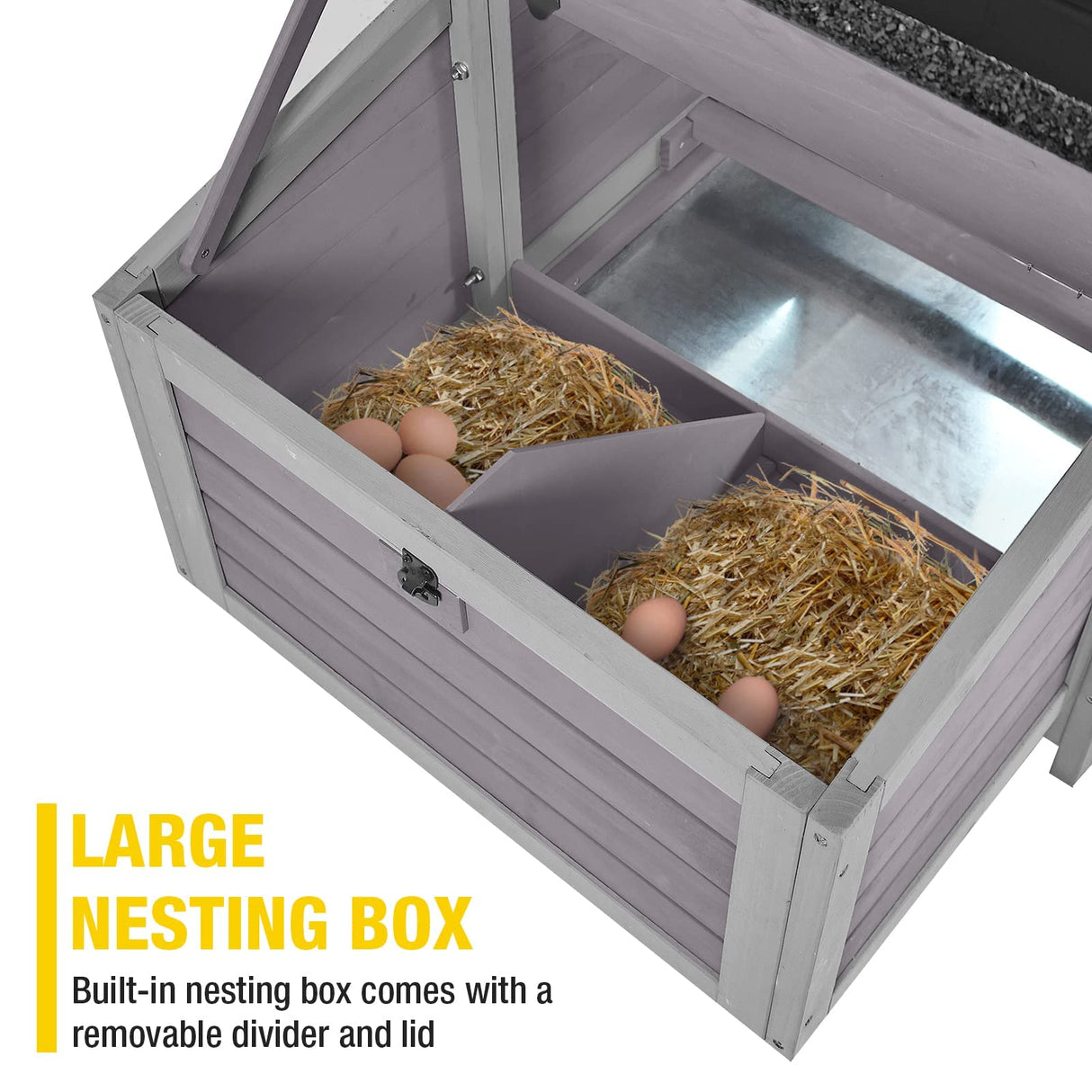 Aivituvin Chicken Coop Hen House Portable with Wheel Wooden Poultry Cage with Nesting Box Outdoor Chicken House with Run 80" Aivituvin