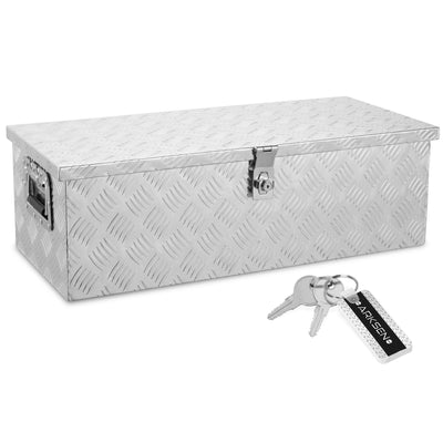 ARKSEN 30 Inch Heavy Duty Aluminum Trailer Tool Box Chest Box Pickup Truck Bed Storage Toolbox for RV, Truck, & Trailer with Side Handle, Lock and 2