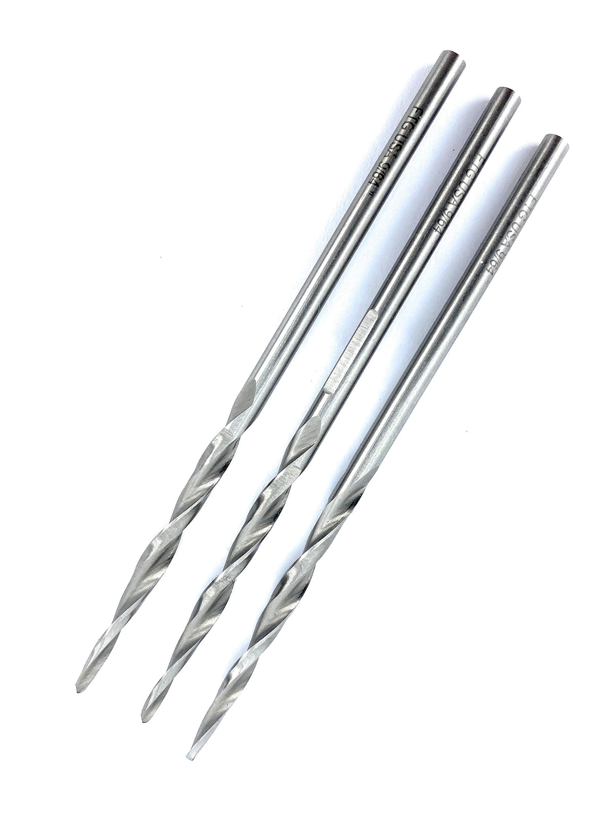 FTG USA Replacement Wood Countersink Drill Bit Set 3 Piece Same Size #6 (9/64") Parabolic Flute Taper Point for Woodworking with Straight Shank - - WoodArtSupply
