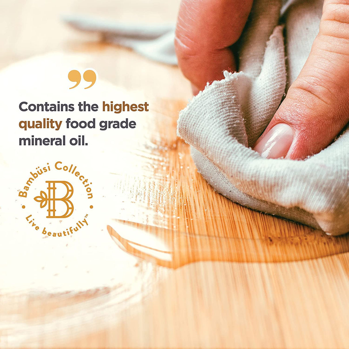 Food Grade Mineral Oil - Cutting Board Oil, Butcher Block Oil to Maintain Wood Cutting Board Conditioner, Protects & Restores Wood, Bamboo, and Teak Bambüsi