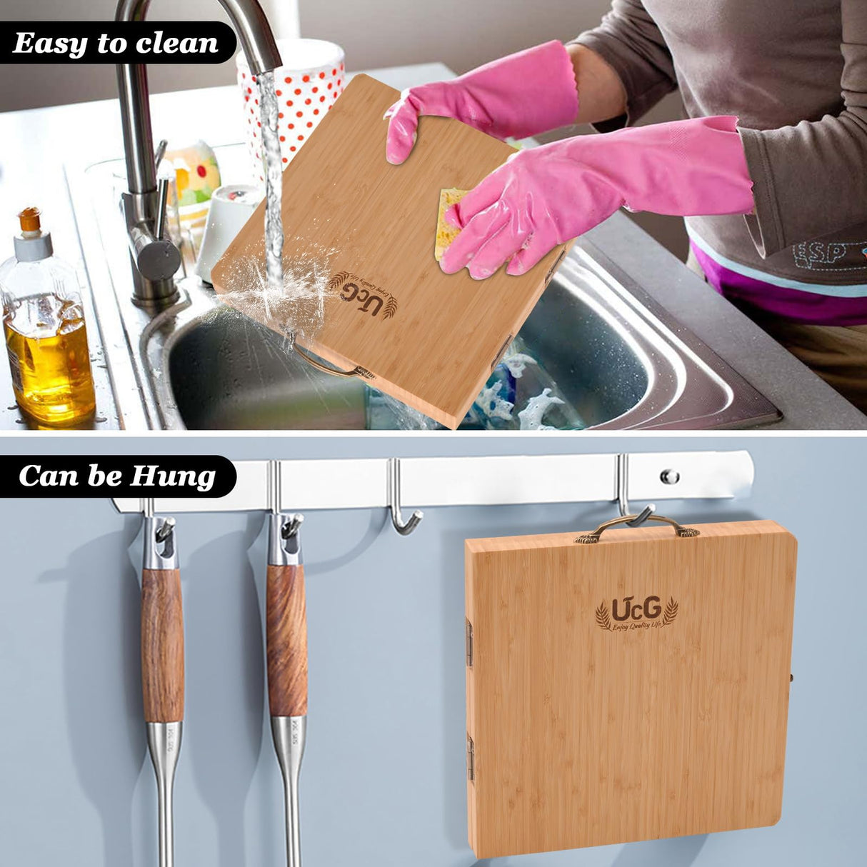 Cheese Board Charcuterie Gift Folding - Bamboo Sturdy Easy to Storage Magnetic Mount Serving Platter with Knife Travel Picnic Cheese Tray Set UTCG