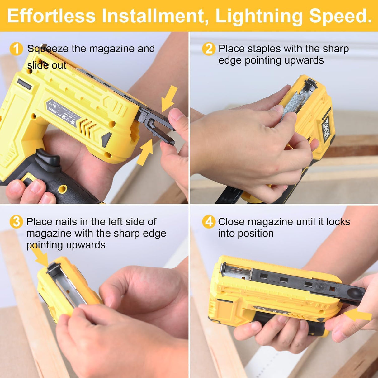 YEAHOME Electric Staple Gun, 2 in 1 Electric Brad Nailer/Stapler, 3.7V Power Cordless Stapler Tacker with USB Charger Cable, 1000 Staples for YEAHOME