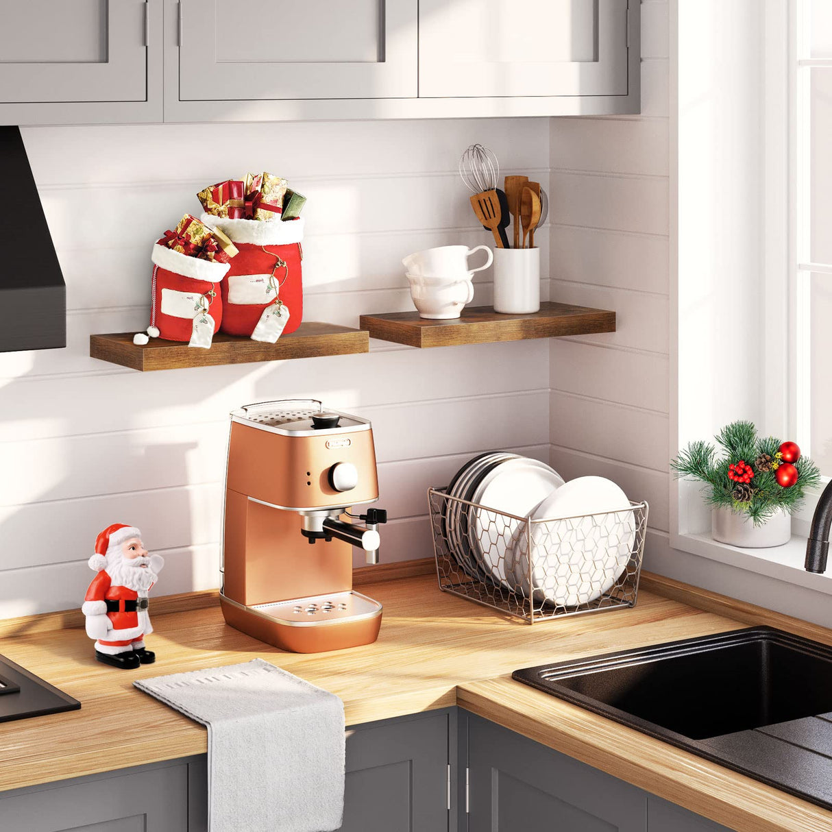 HOOBRO Floating Shelves, Wall Shelf Set of 2, 15.7 Inch Hanging Shelf with Invisible Brackets, for Wall, Bathroom, Bedroom, Toilet, Kitchen, Office, HOOBRO