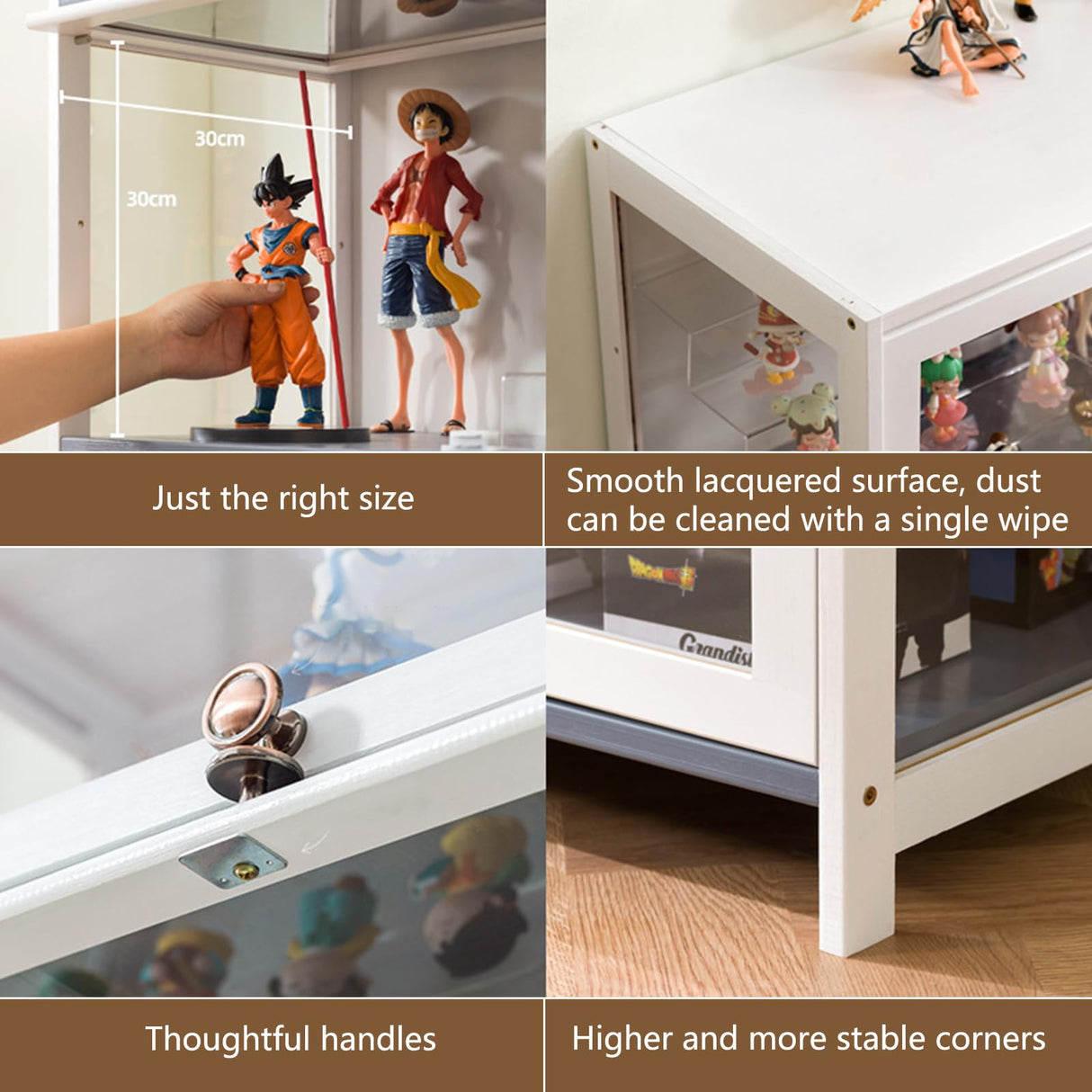 Stranthother 4-Tier Bamboo & Acrylic Curio Display Cabinet for Collectibles Stranthother