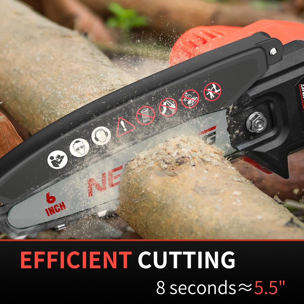 Mini Cordless Chainsaw Kit, Upgraded 6" One-Hand Handheld Electric Portable Chainsaw, 21V Rechargeable Battery Operated, for Tree Trimming and Branch New Huing