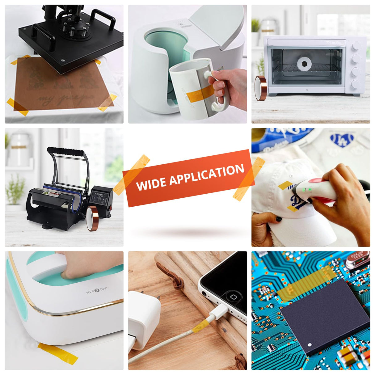 HTVRONT Heat Tape for Sublimation - Heat Resistant Tape 2 Rolls 20mm x 33m Sublimation Tape, No Residue Heat Transfer Tape for Sublimation Tumblers HTVRONT