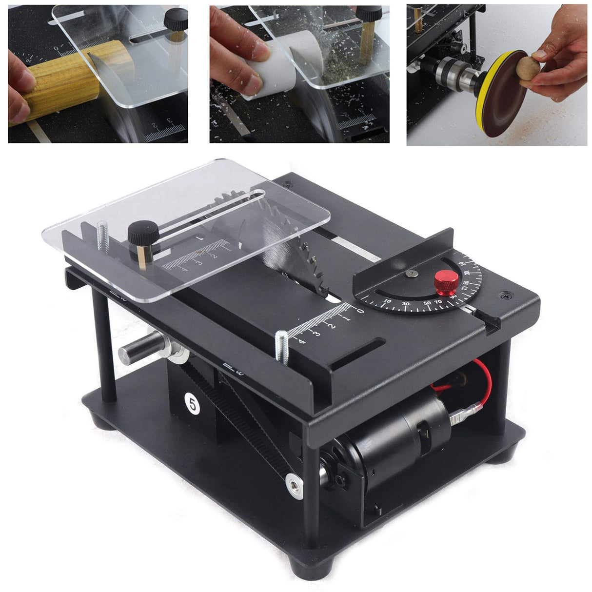LINISHOP Electric Mini Table Saw 0-90° Angle Multifunctional Woodworking Precision Sliding Table Saw Household Bench Saw Cutting Machine DIY 110-240V LINISHOP