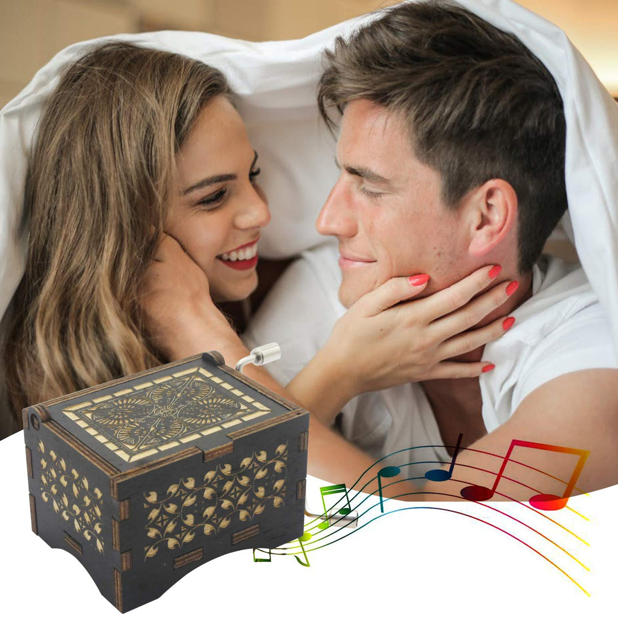 Can't Help Falling in Love Wood Music Box, Antique Engraved Musical Boxes Case for Love One Wooden Music Box - Gifts for Lover, Boyfriend, WoodArtSupply
