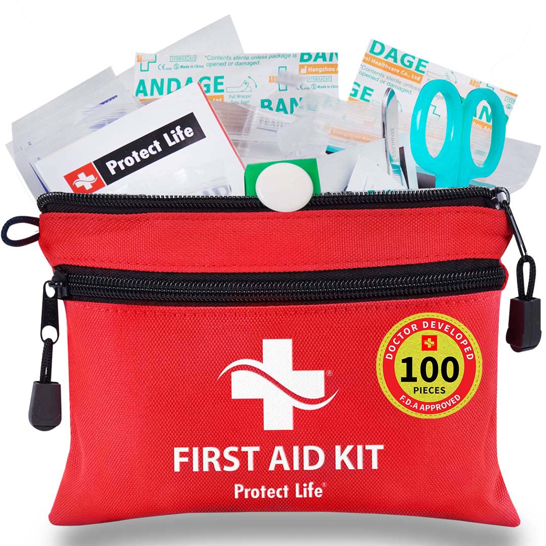 Protect Life First Aid Kit for Home/Business | HSA/FSA Eligible Emergency Kit | Hiking First aid kit Camping | Travel First Aid Kit for Car|Small Protect Life
