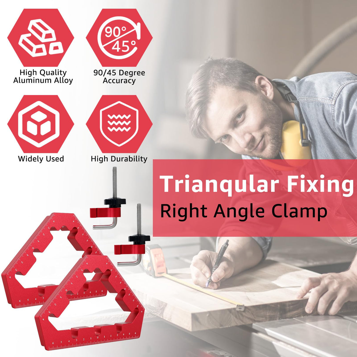 Tzdxfgl Corner Clamps for Woodworking Tools, 45 and 90 Degree Angle Clamps with Fixer, Aluminum Alloy Positioning Squares Right Angle Clamps, Precise Tzdxfgl