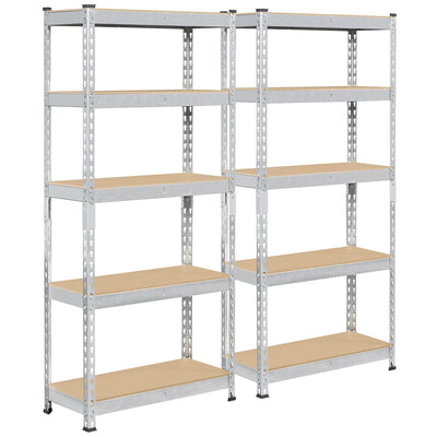 Topeakmart 2 PCS 5-Tier Utility Shelves, Metal Storage Shelves Garage Shelving Unit Adjustable Garage Storage Shelves Storage Racks Heavy Duty Shed