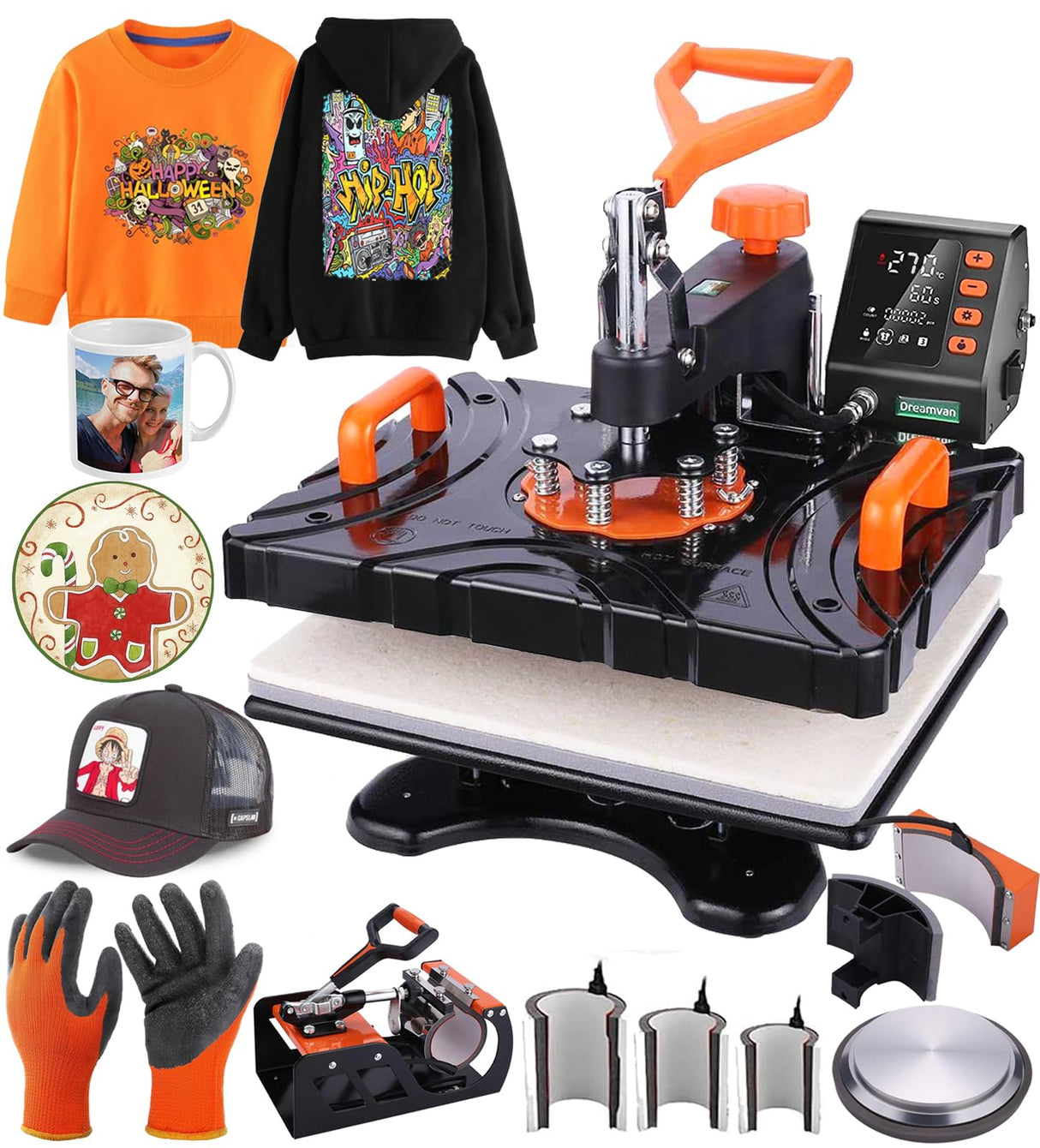 15"x12" Heat Press Machine for T Shirts Fast Heat-up, Pro 8 in 1 Heat Transfer Machine Tshirt Printing Machine for Tshirts Mug Cap Plate,Digital Wesoky