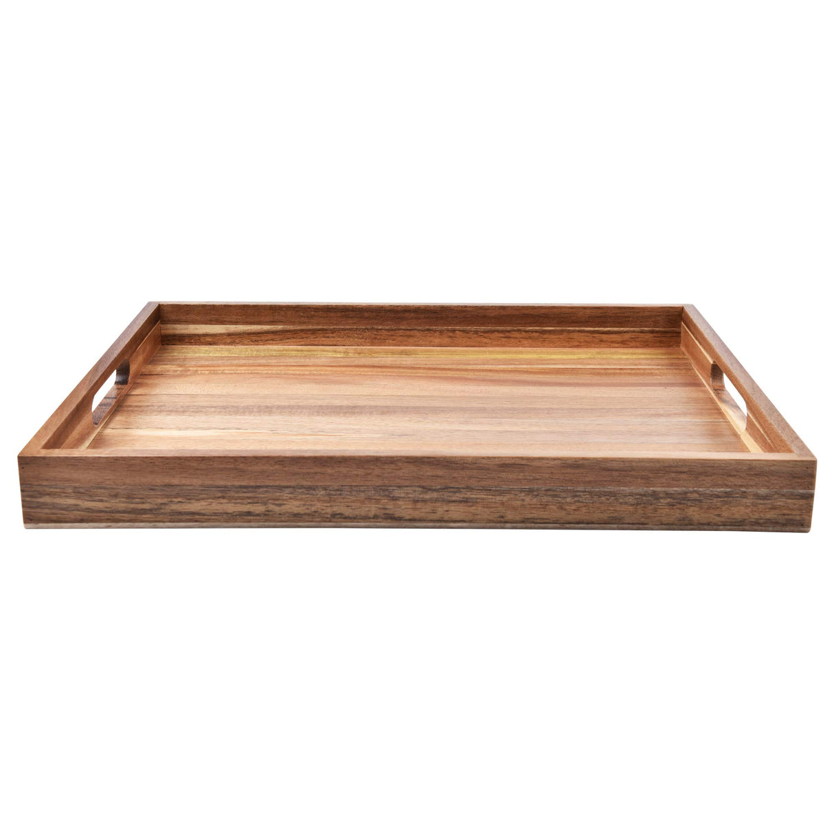 Acacia Wood Serving Tray with Handles (17 Inches) – Decorative Serving Trays Platter for Breakfast in Bed, Lunch, Dinner, Appetizers, Patio, Ottoman, ZESPROKA