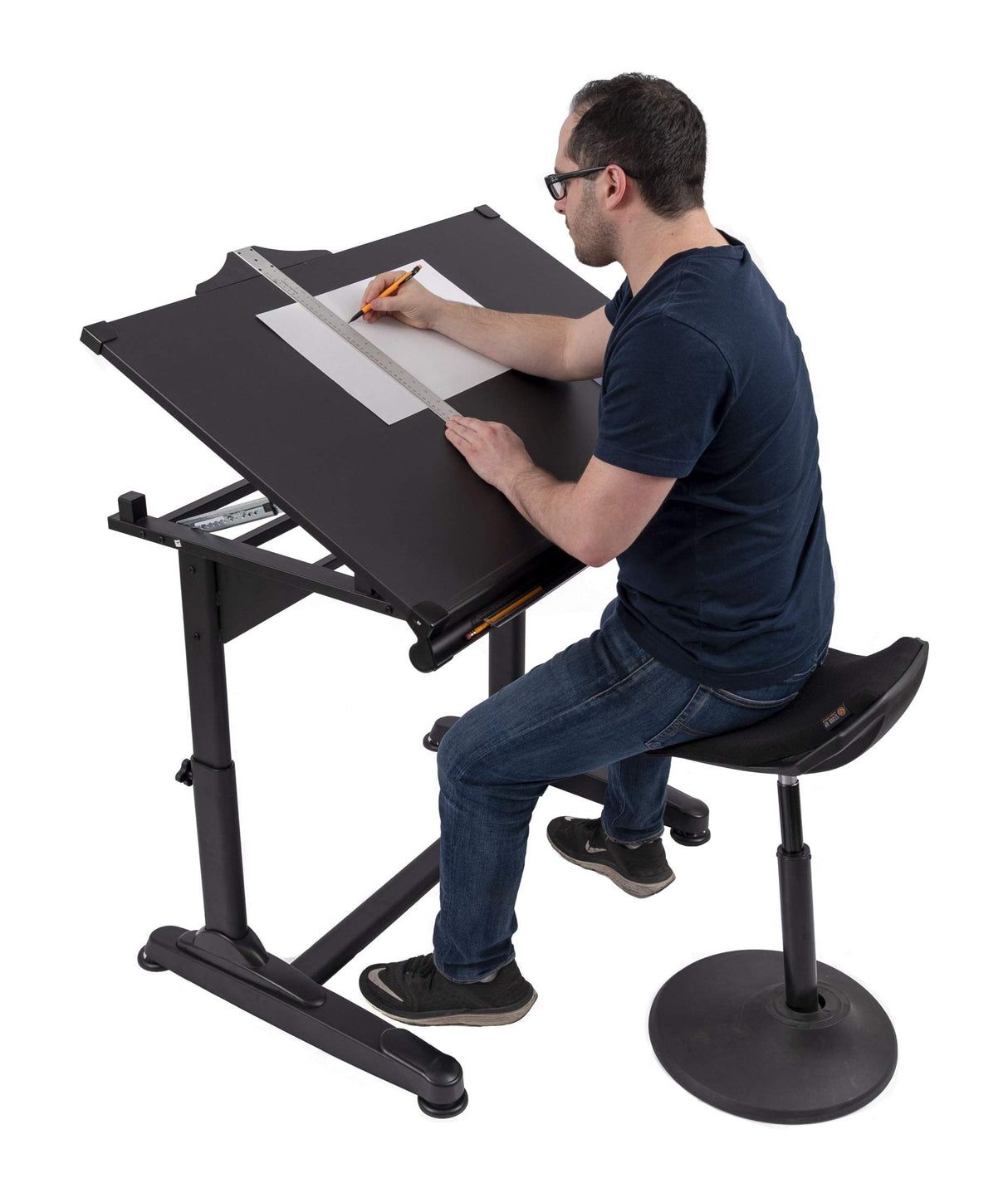 Stand Up Desk Store Adjustable Height and Angle Drafting Table Drawing Desk with Large Surface (Black Frame/Black Top, 40" W X 26" D) S Stand Up Desk Store