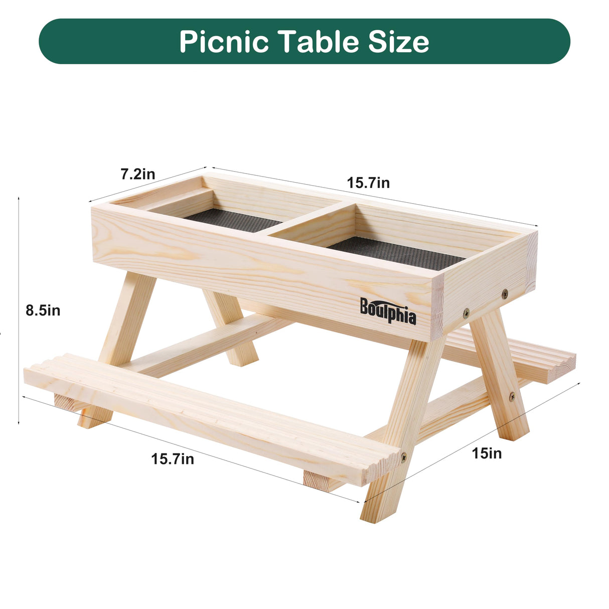 Boulphia Chicken Feeders and Waterers, Chicken Feeder No Waste Kit with Chicken Picnic Table and 2 Chicken Water Feeder, Handmade Wooden Chicken Boulphia