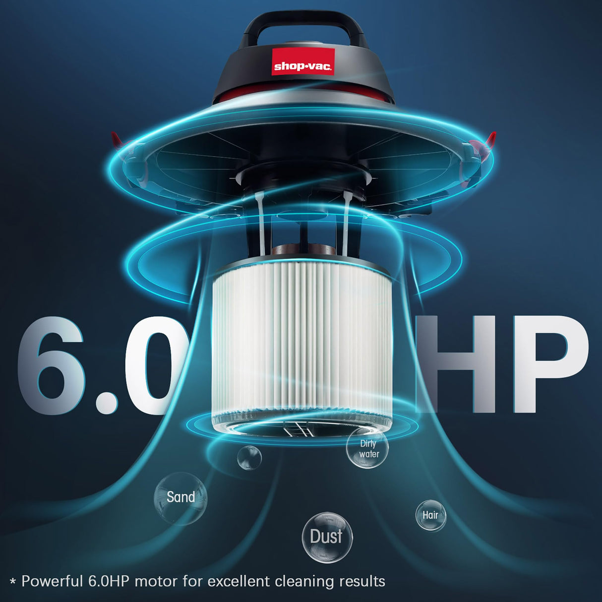 Shop-Vac 8 Gallon 6.0 Peak HP Wet/Dry Vacuum, Stainless Steel Tank, Portable Shop Vacuum with Multifunctional Attachments for Jobsite, Garage & Shop-Vac