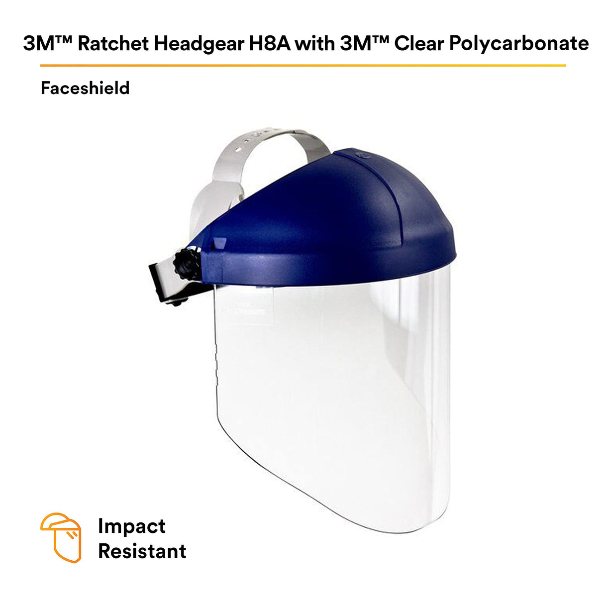 3M H8A Ratchet Headgear and Visor Combination with 3M WP96 Clear Polycarbonate Faceshield, Complete Headgear and Face Shield Safety System, ANSI Z87, 3M Personal Protective Equipment