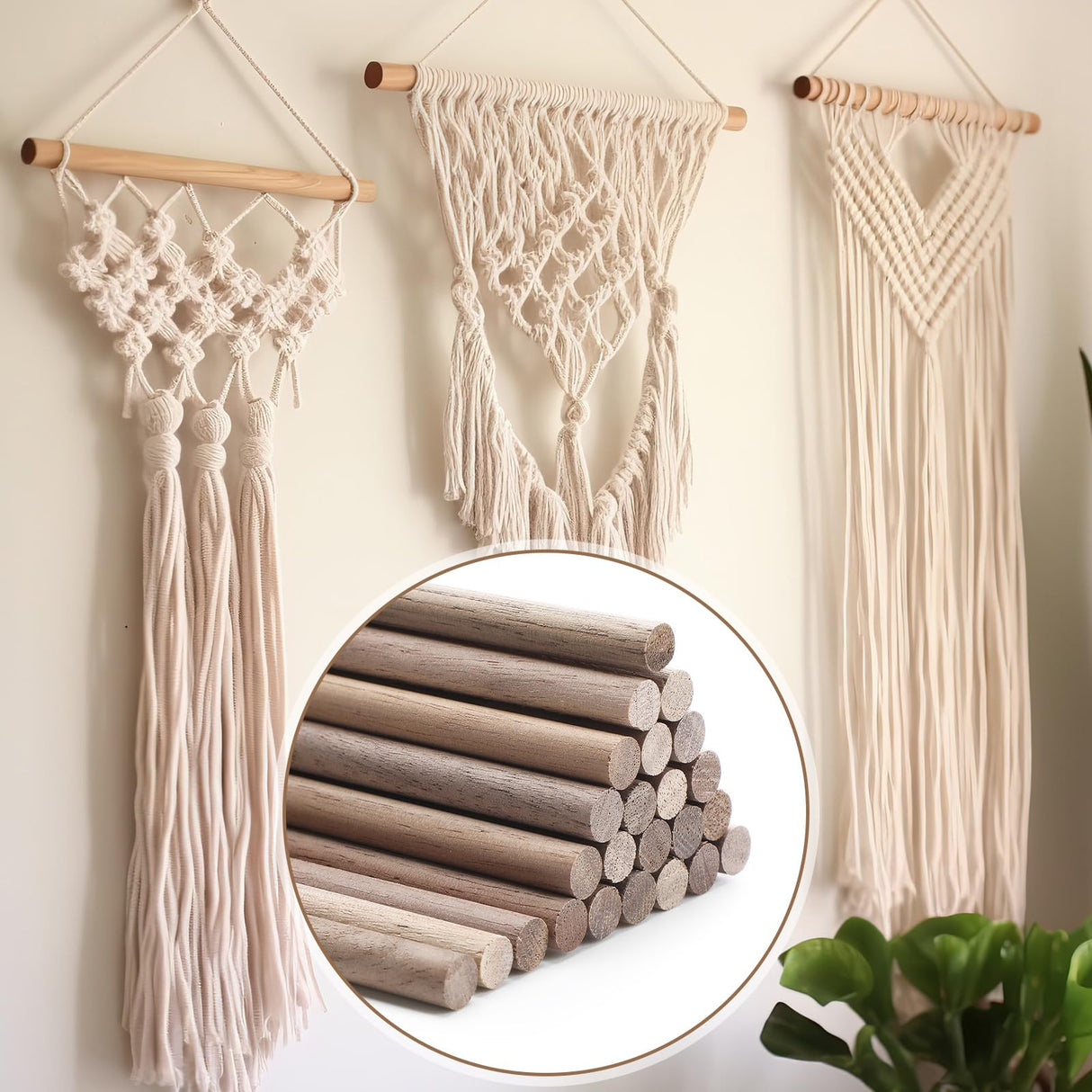 Wenqik 24 Pcs Wooden Dowel Rods Walnut Dowel Rod Sticks Wooden Dowels for Crafts Wooden Stick Round Dowels for Woodworking Unfinished Wood for Wenqik