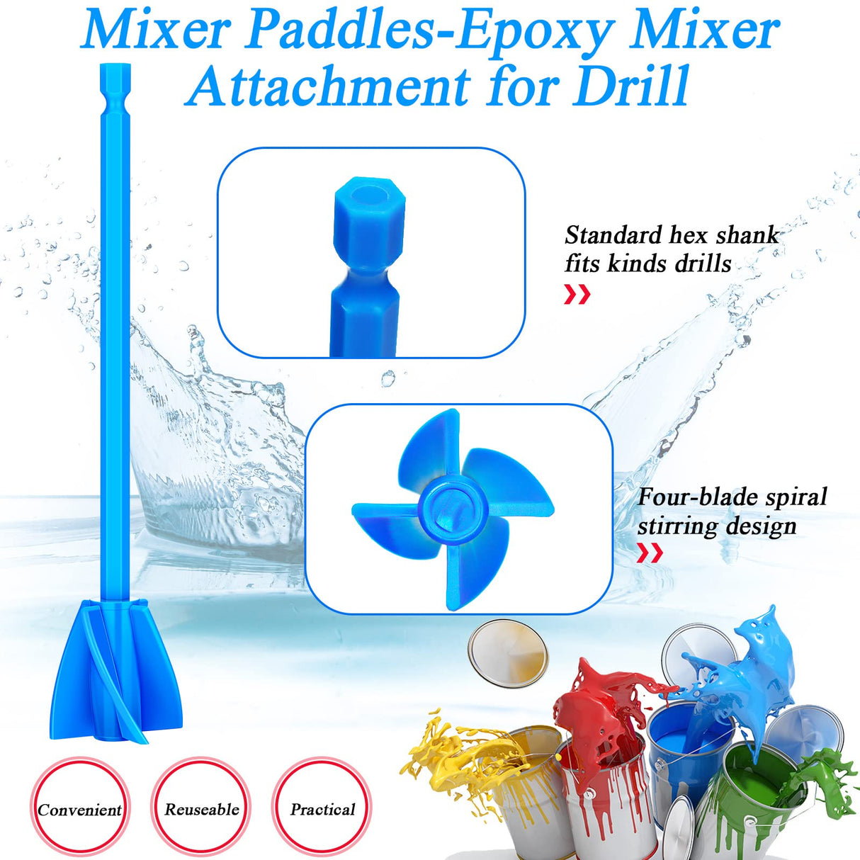 12 Pieces Paint Mixer Drill Attachment,Helix Paint Mixer Resin Drill Mixer Paint Stirrers Drill Attachment for 1 Gallon of Paint Epoxy Resin Silicone Lauwell