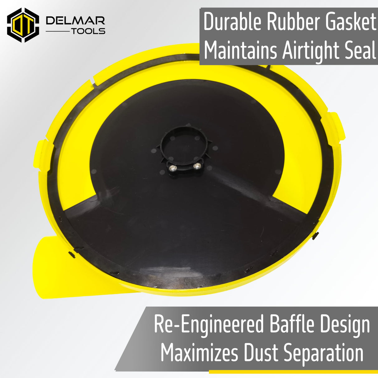 Delmar Tools Patent Pending Shop Vacuum Dust Separator, 99% Separating Efficiency, Included 90° Adapter and Hose Unlike Competitor Versions, Attaches Delmar Tools