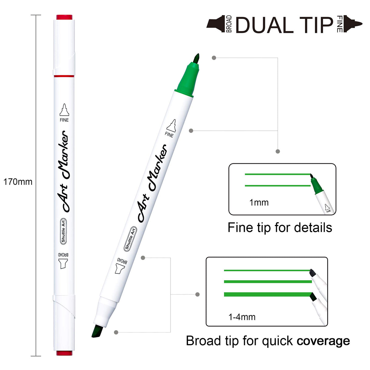 Shuttle Art Alcohol Marker Pad Bundle, Set of 30 Colors Dual Tip Alcohol Markers + 50 Sheets Marker Pad Shuttle Art