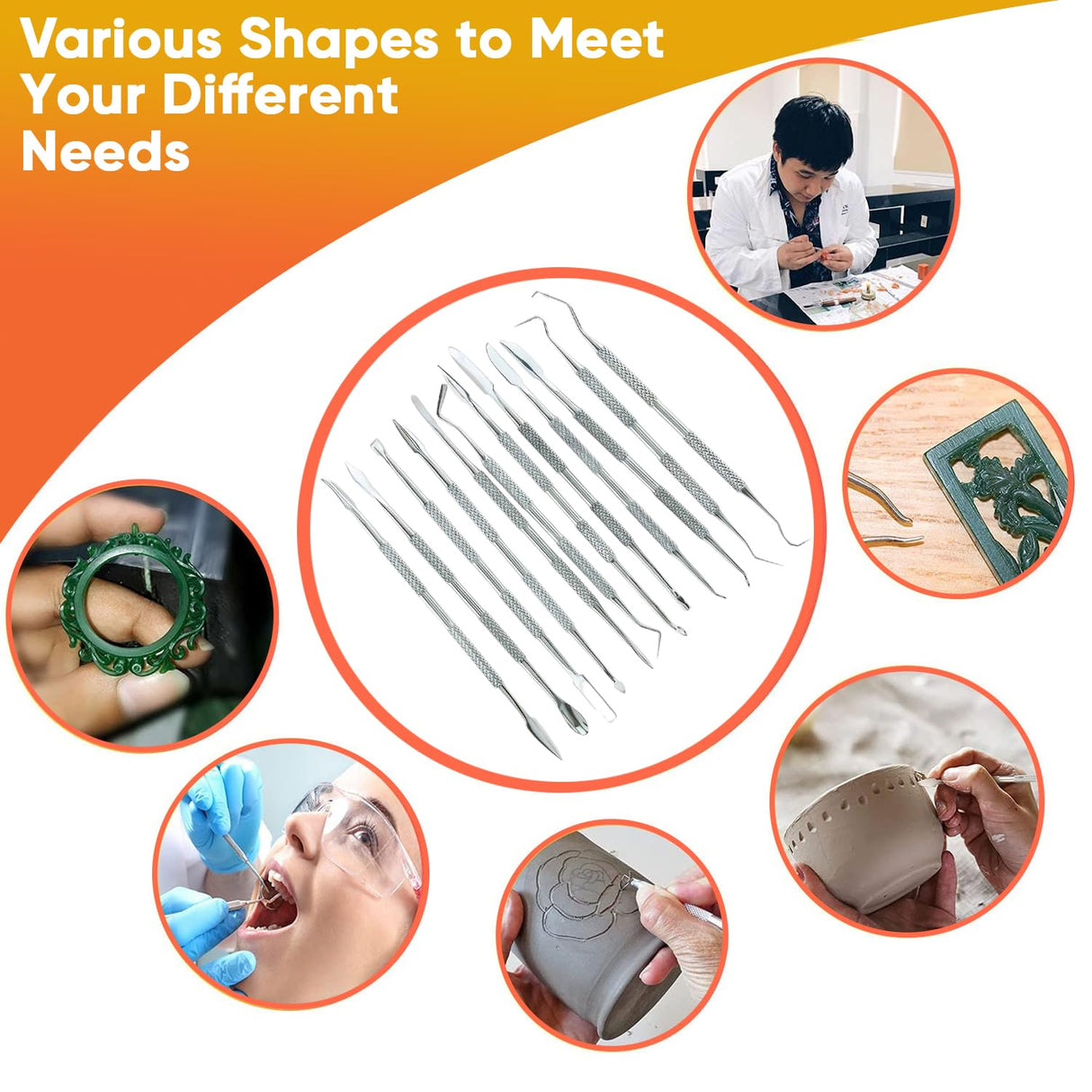 Stainless Steel Wax Carvers Set, Polymer Pottery Clay Spatula Carving Tool for Modeling, Sculpting and Shaping, Set of 12 TIT COOPOPE