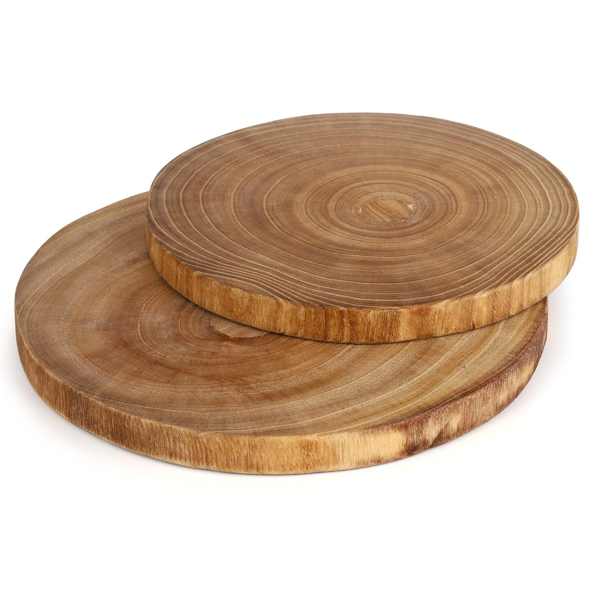 Nicunom 2 Pack Large Wood Slab Serving Board, 9"-10"/11"-12" Wood Cheese Server Round Cutting Board, Wood Slices for Table Centerpieces Nicunom
