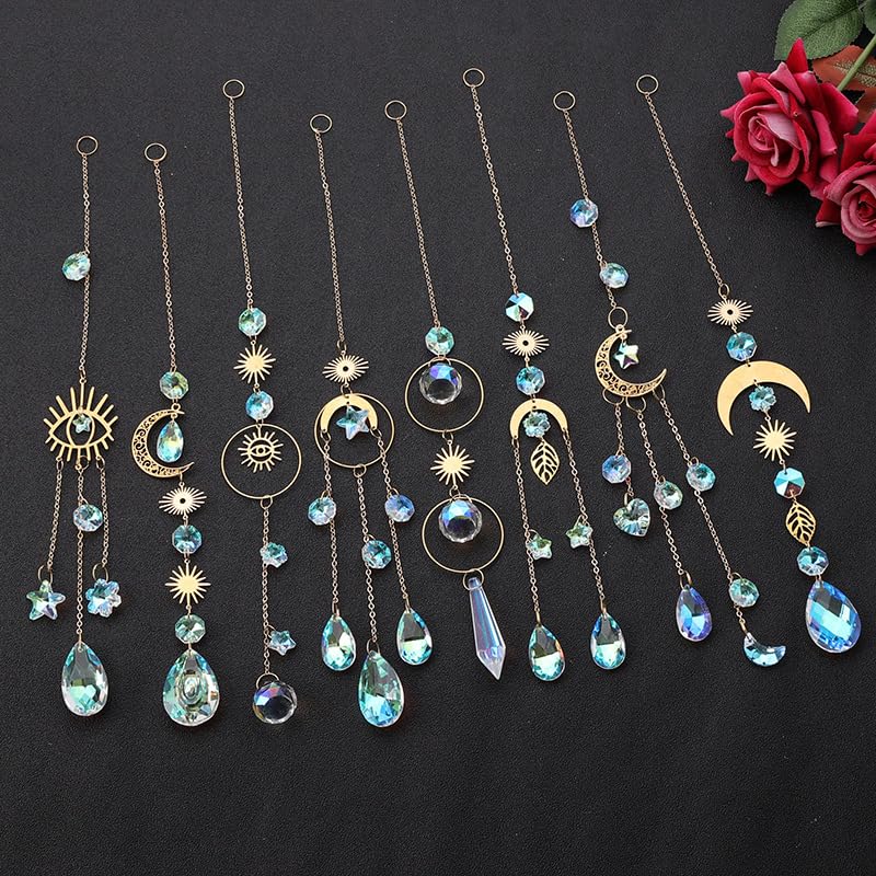 370 Pcs Crystal Suncatcher Kits Hanging Chandelier Crystals Prisms Parts Rainbow Maker Pendants for Stained Glass Window Hanging DIY Sun Catchers QIKAIDE