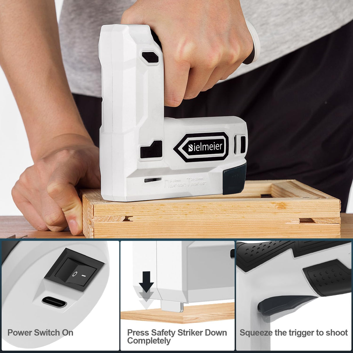 Bielmeier Electric Staple Gun, 2 in 1 Lithium-ion Electric Stapler, 4V Cordless Brad Nailer Kit with Staples Nails, USB Charger, Power Tacker for populo