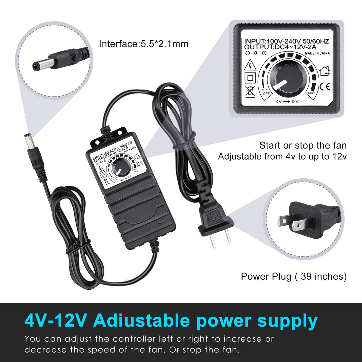 Wathai 120mm x 32mm Blower Centrifugal Fan 110V 220V AC Powered Fan with Speed Controller 4V to 12V, DC Dual Ball High Airflow for Receiver DVR Xbox Wathai