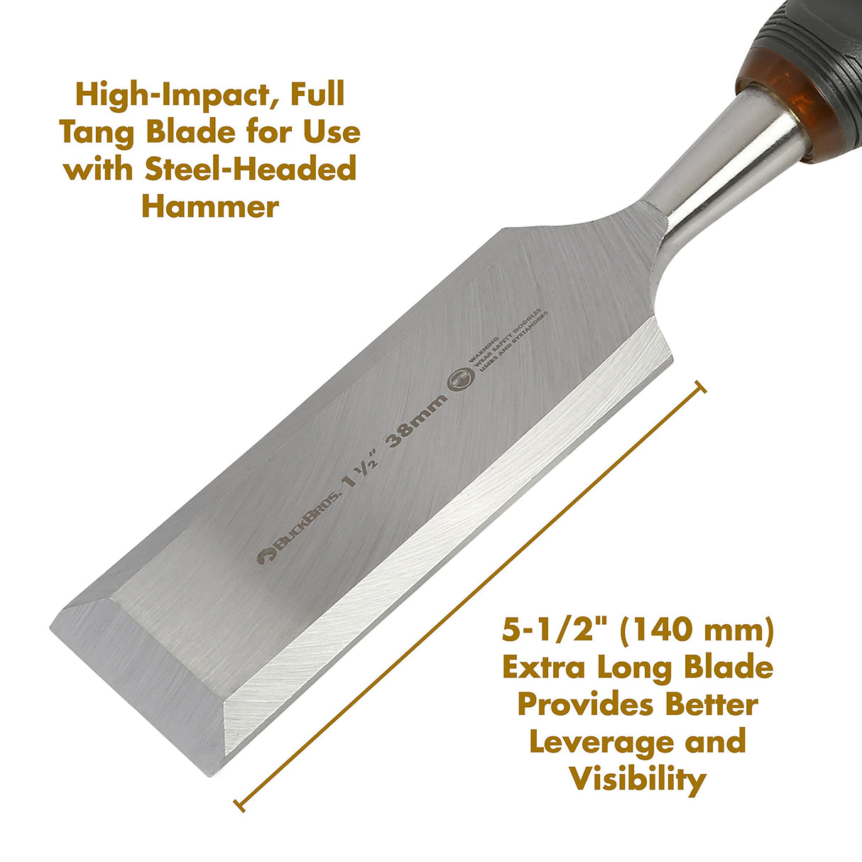 Buck Brothers 74818 Pro Full Tang Wood Chisel – 1-1/2" (38MM) Buck Knives