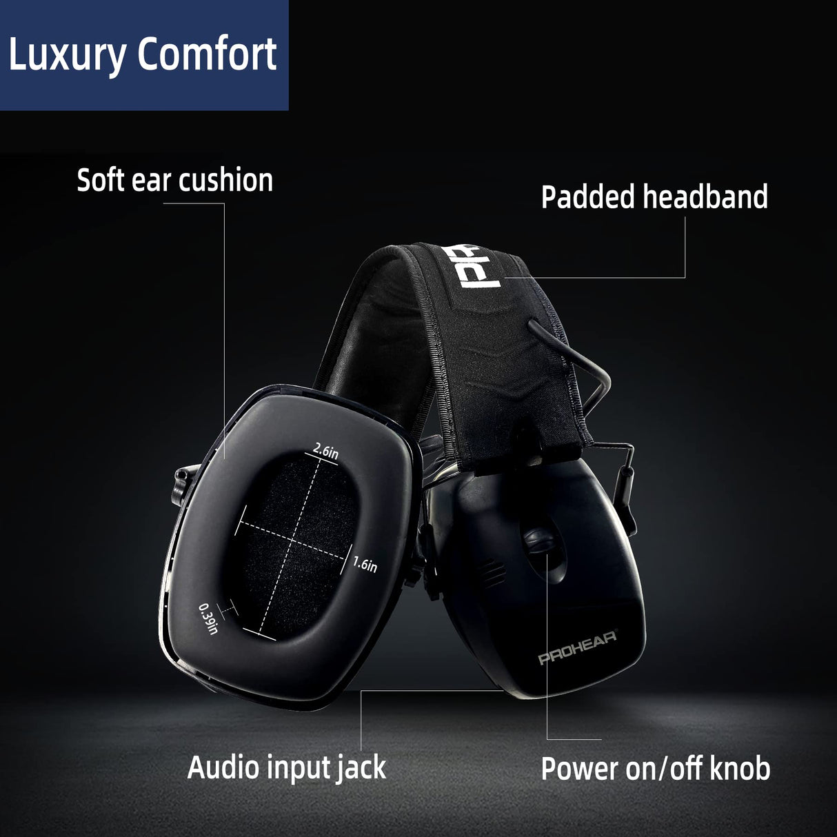 PROHEAR 056 Electronic Shooting Ear Protection Muffs, NRR 30dB Noise Reduction for Gun Range, Sound Amplification Earmuffs for Hunting PROHEAR