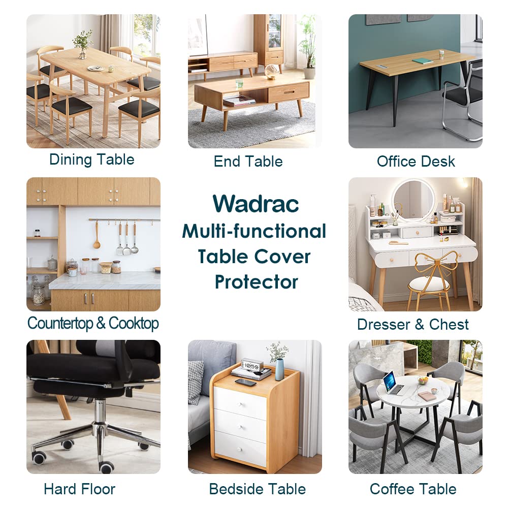 24x72 Inches Clear Plastic Dining Room Table Protector Desk Cover Wooden Furniture Topper Transparent Tablecloth Wipeable Vinyl PVC Waterproof for Wadrac